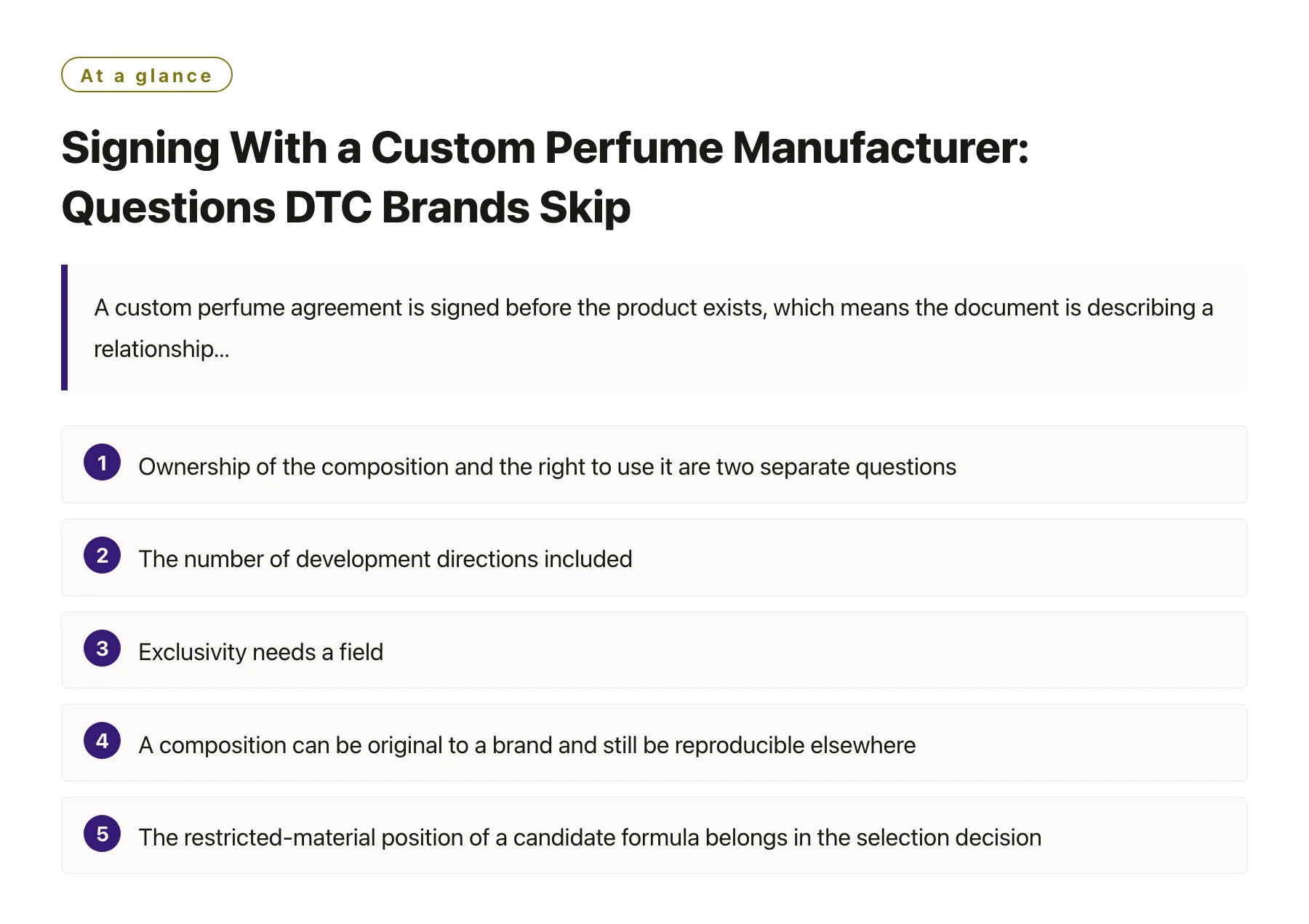 Signing With a Custom Perfume Manufacturer: Questions DTC Brands Skip——全文要点速览